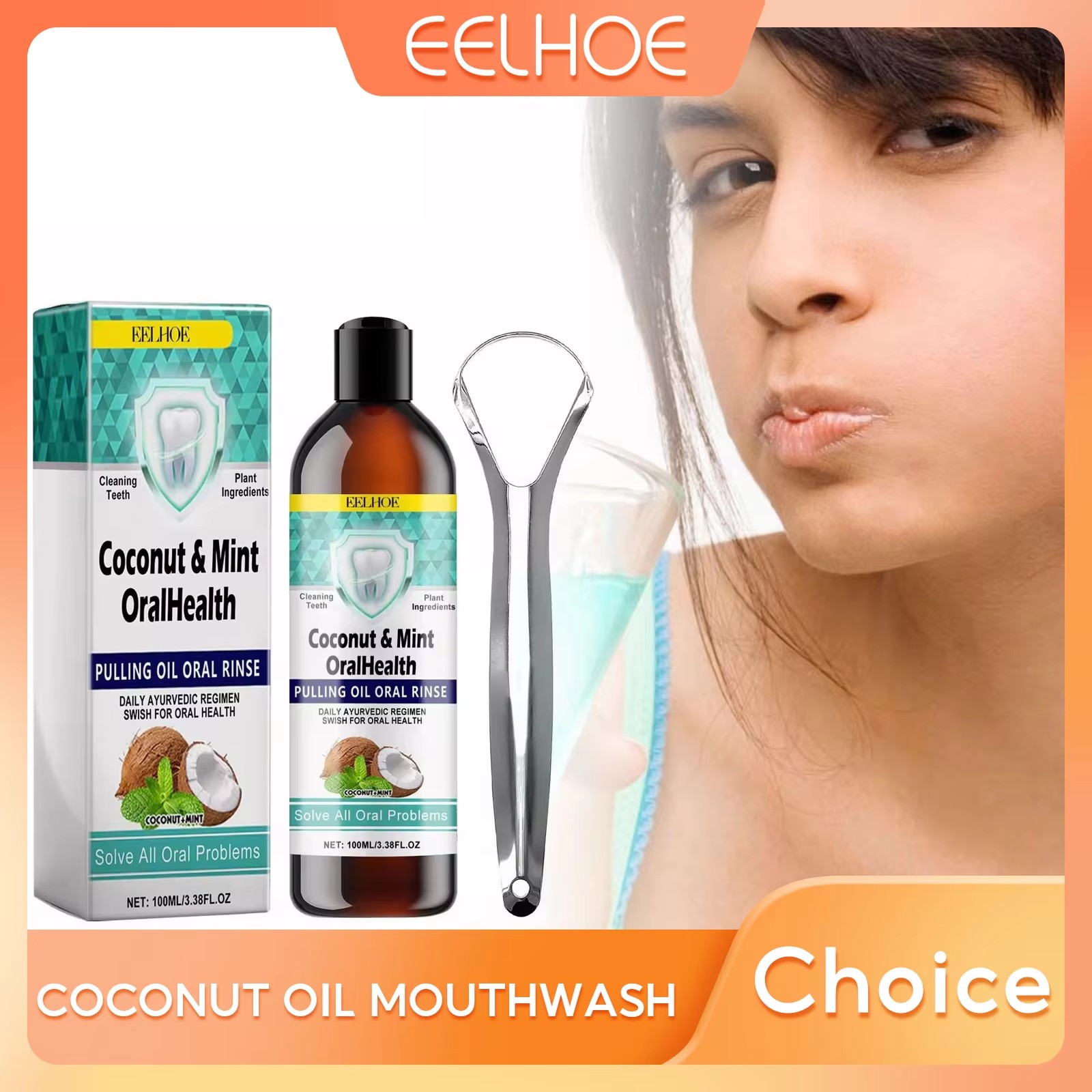 Teeth Whitening Oil Pulling - EELHOE Minze Kokosnussöl Ziehen Mundwasser Zahnreinigung