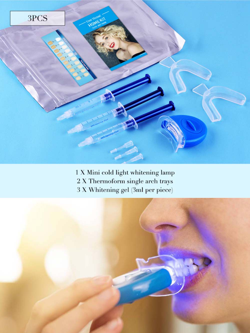 Teeth Whitening Kit - Hochwertiges Peroxid-Zahnaufhellungsgel-Set, Bleichsystem, helles weißes Lächeln,
