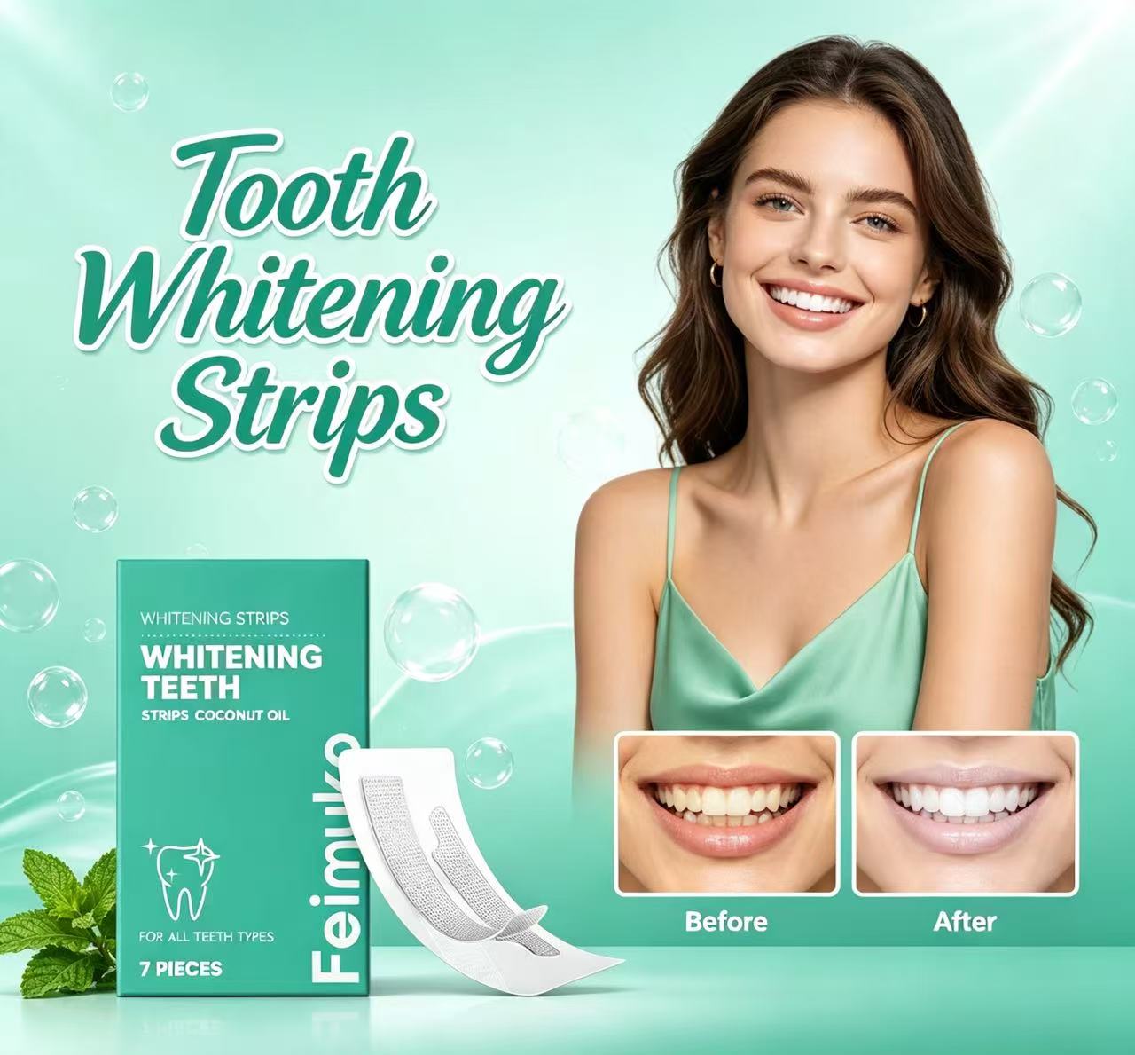 Teeth Whitening Oil Pulling - Kokosöl-Zahnaufhellungsstreifen, sanft zu den Zähnen, helfen,