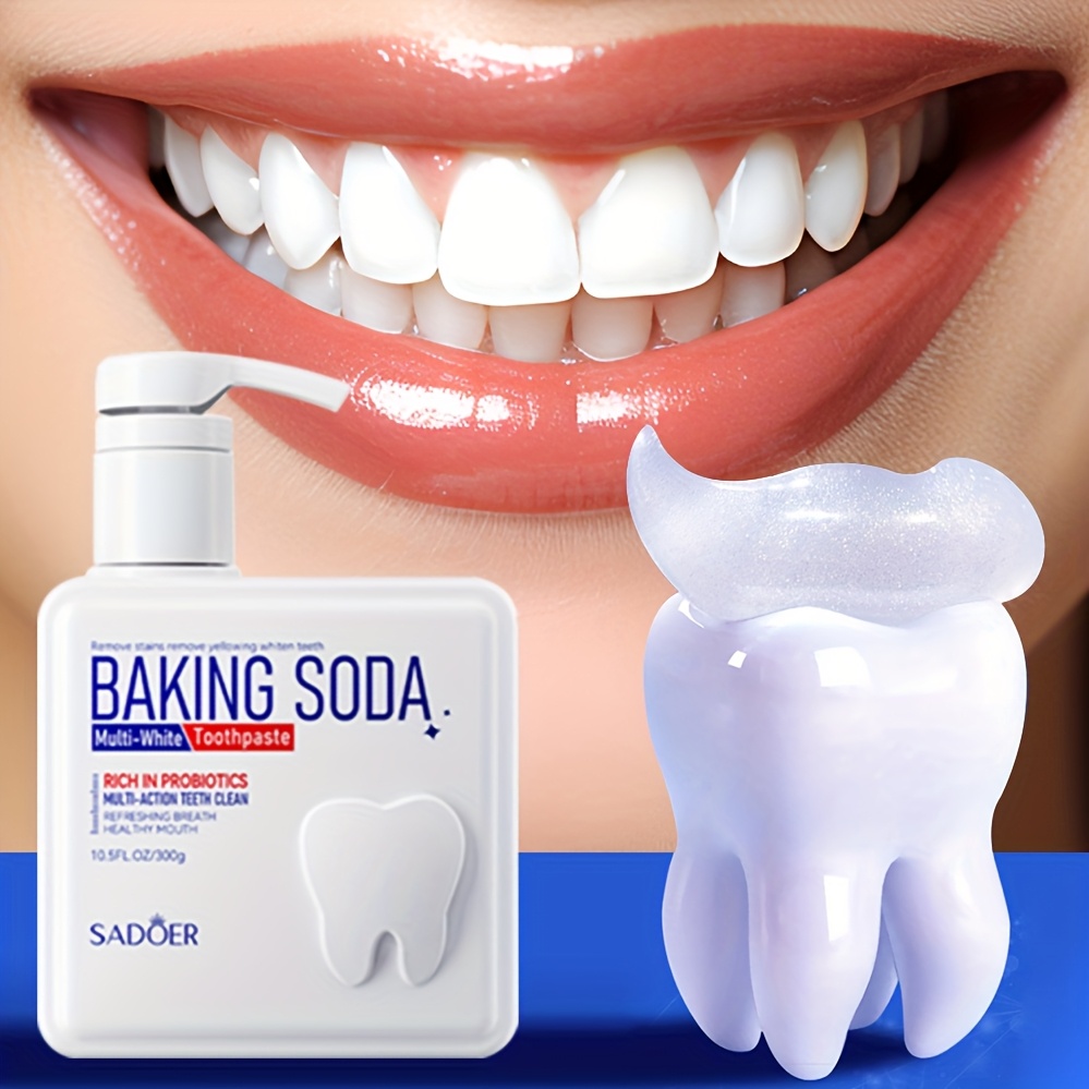 Teeth Whitening With Baking Soda - Reinigende Backpulver-Probiotische Pumpzahnpasta, Tiefenreinigung der Zähne,